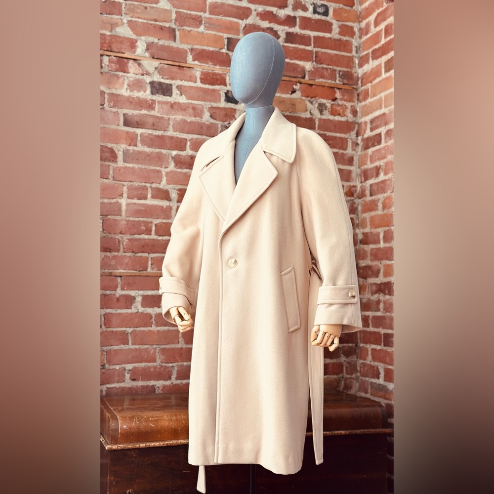 Vintage Camel Classic Lambswool Midi Coat | Belted Wrap Style - Picture 3 of 17
